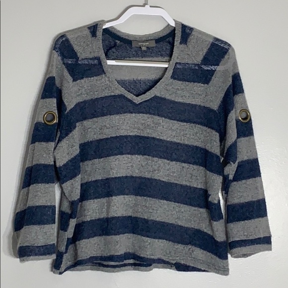 Umgee loose knit grommet sleeve sweater stripe women’s small - Picture 1 of 7